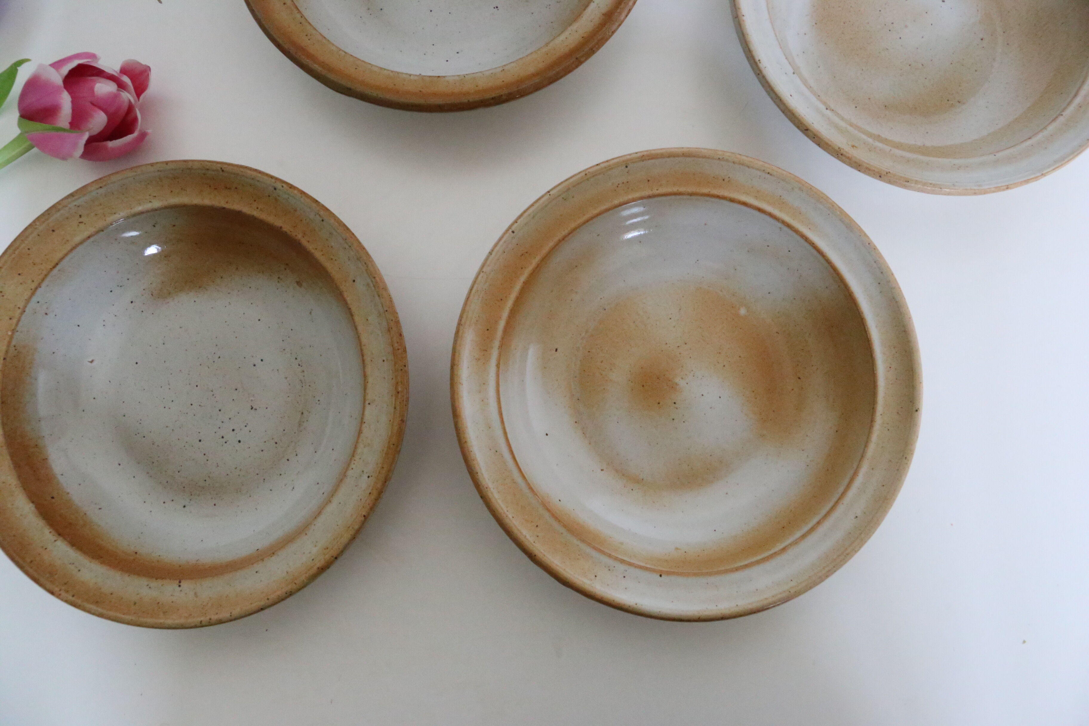 Set of 4 hollow plates Grès du Marais, vintage