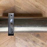 Brushed metal and ribbed opal plastic wall lights