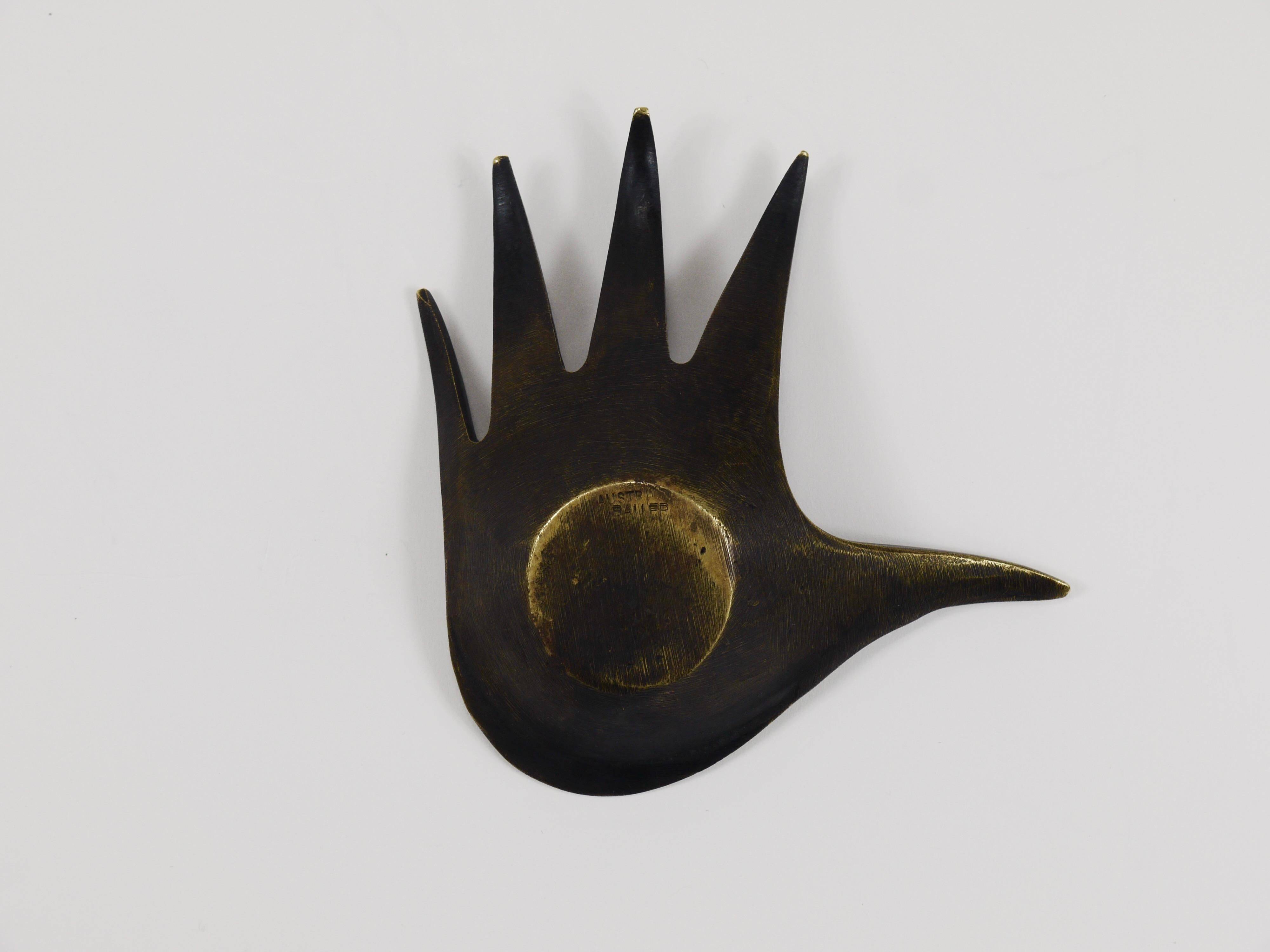 Bowl or sculptural ashtray in brass by Walter Bosse, Herta Baller, Austria, 1950s.