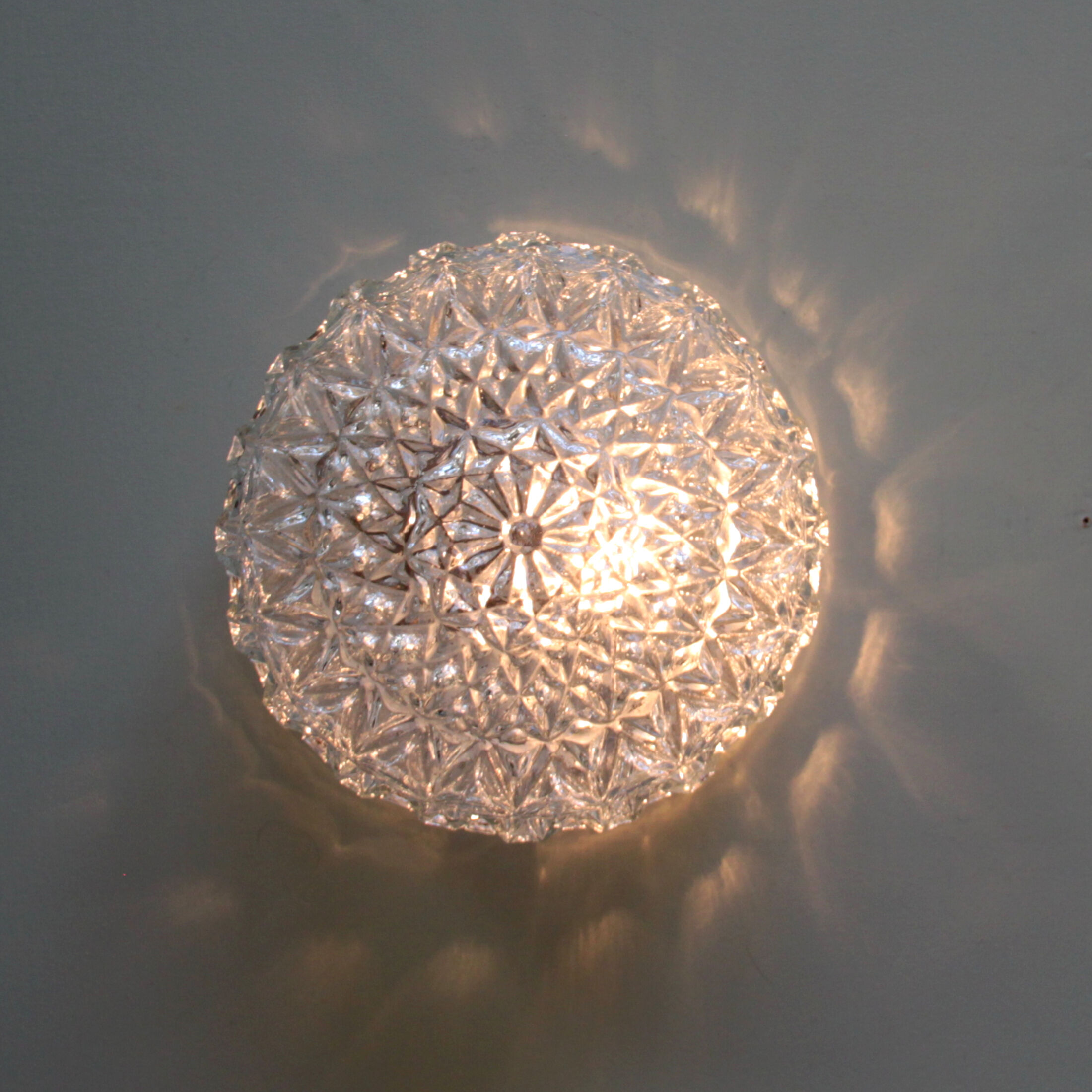 Wall lamp round ceiling lamp in minimalist glass 1970 1980 seventies eighties antique luminaire