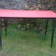 Vintage bistro table tray in red formica and black vermicelli pie eiffel metal.