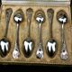 6 small spoons silver metal pink medallion