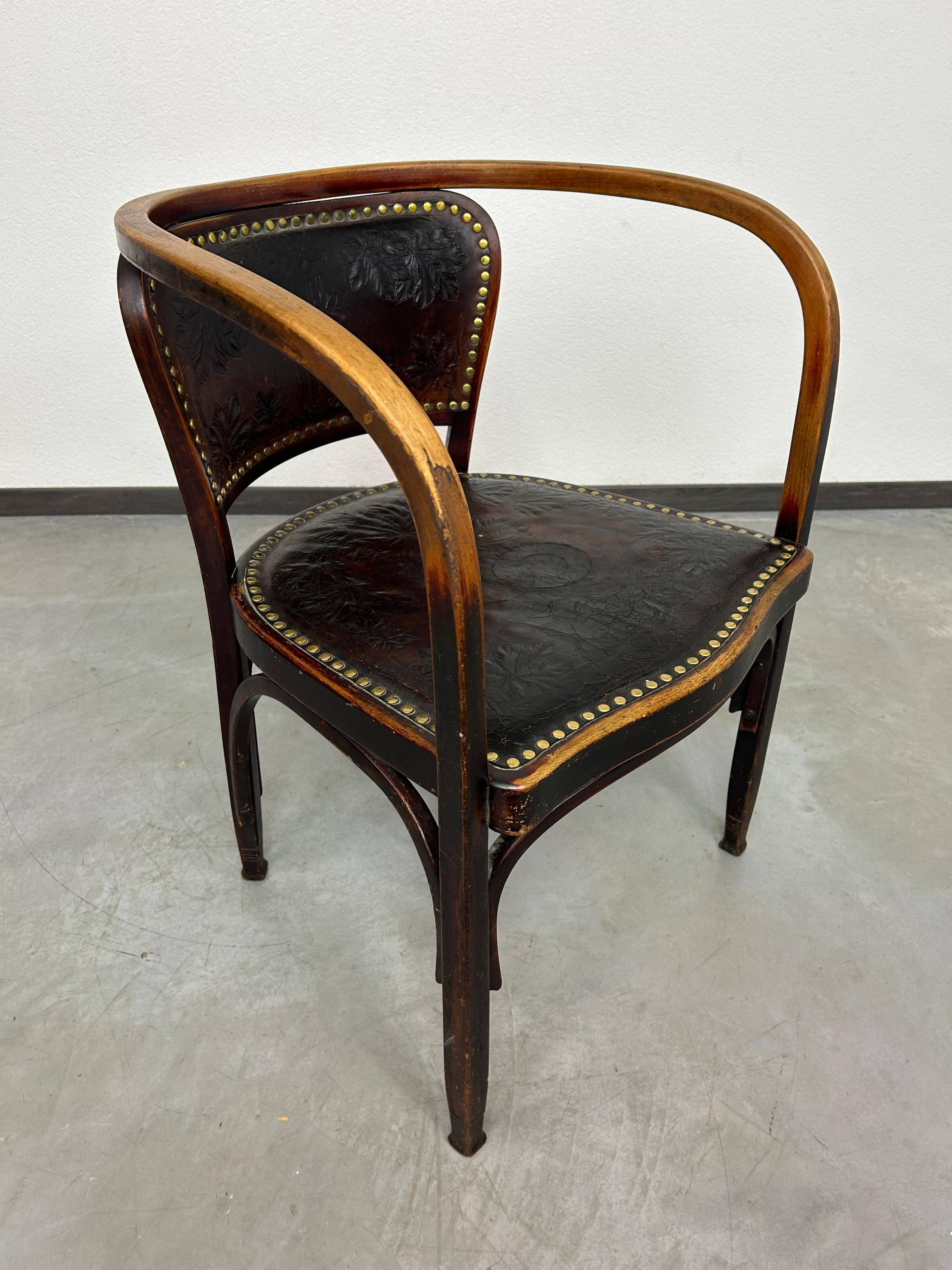 Secession office chair no. 715F by Gustav Siegel for J&J Kohn