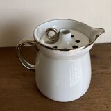 XXL modernist flowerpot pitcher vase in platinum and white porcelain