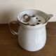 XXL modernist flowerpot pitcher vase in platinum and white porcelain