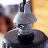 Black enamelled metal suspension, industrial lamp