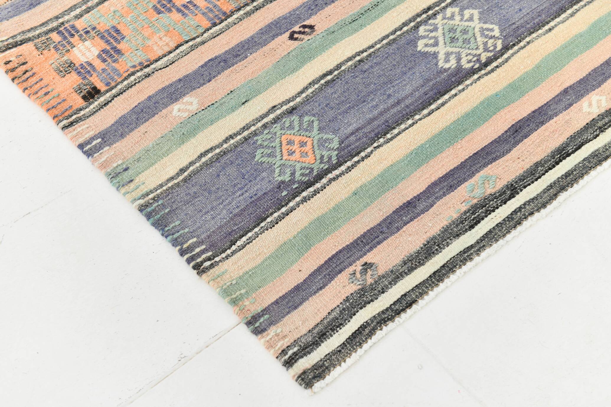 6x12 Pale Orange Green Handmade Vintage Rug, 174x359Cm