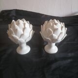 Pair of porcelain artichokes. Mid-twentieth century.