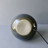 Blue stoneware lamp with wool lampshade, 70s-80s