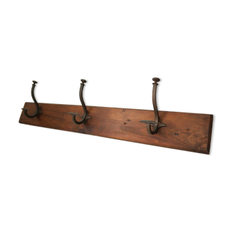 Country wall coat rack old wood and iron