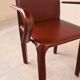 4 red leather dining chairs by Arper italy, 1980s