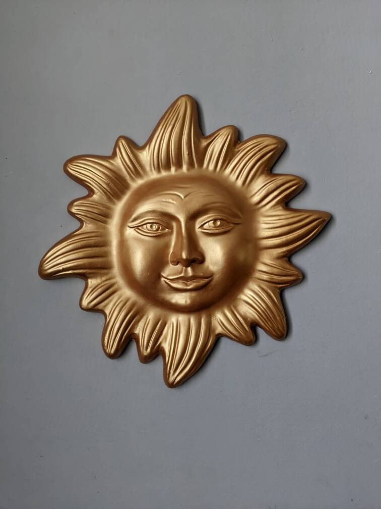 Golden terracotta sun handmade boho bohemian wall decor