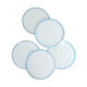 Set of 5 flat plates with blue checkerboard, Sarreguemines 19th