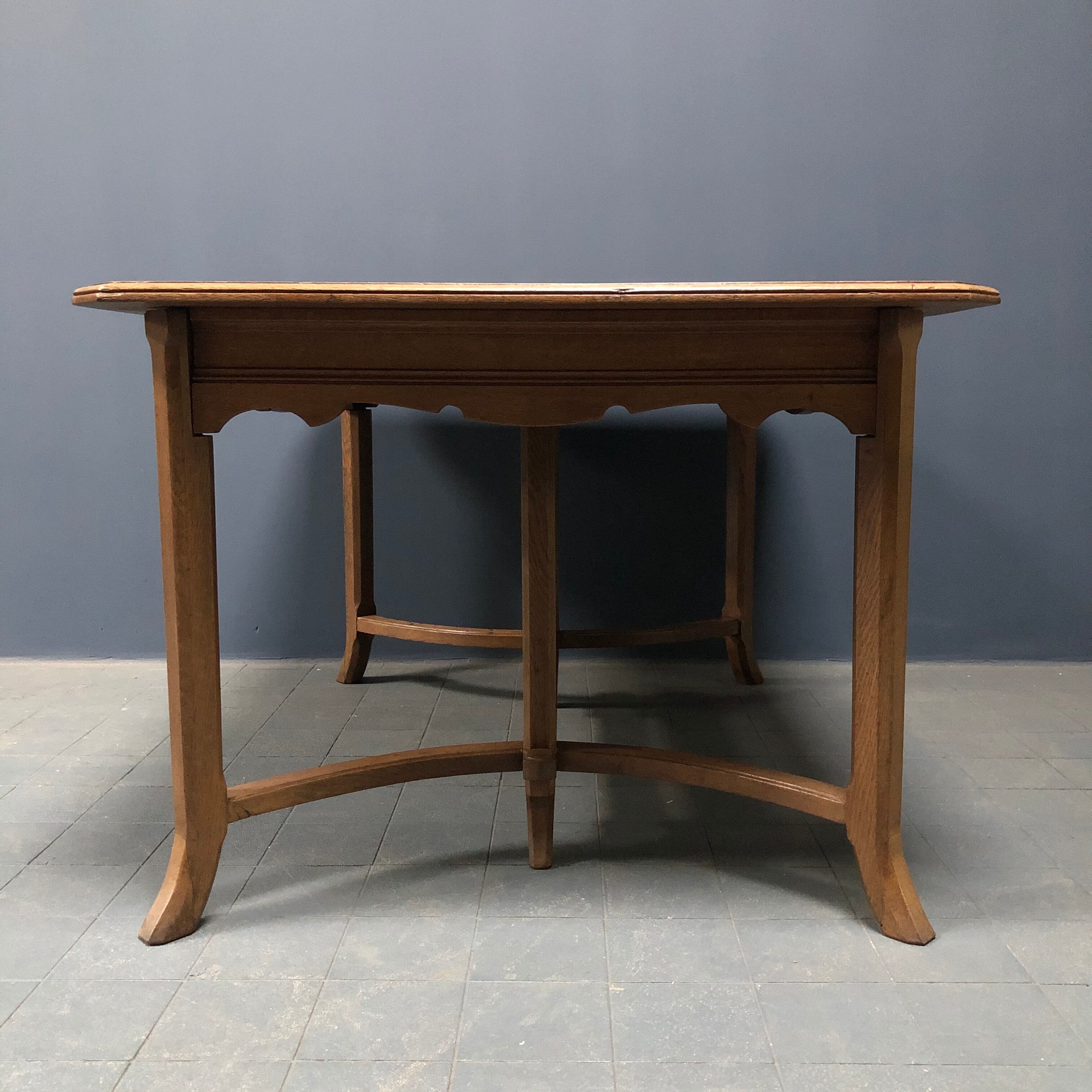 Dutch oak kitchen table in art deco style from the 1930s