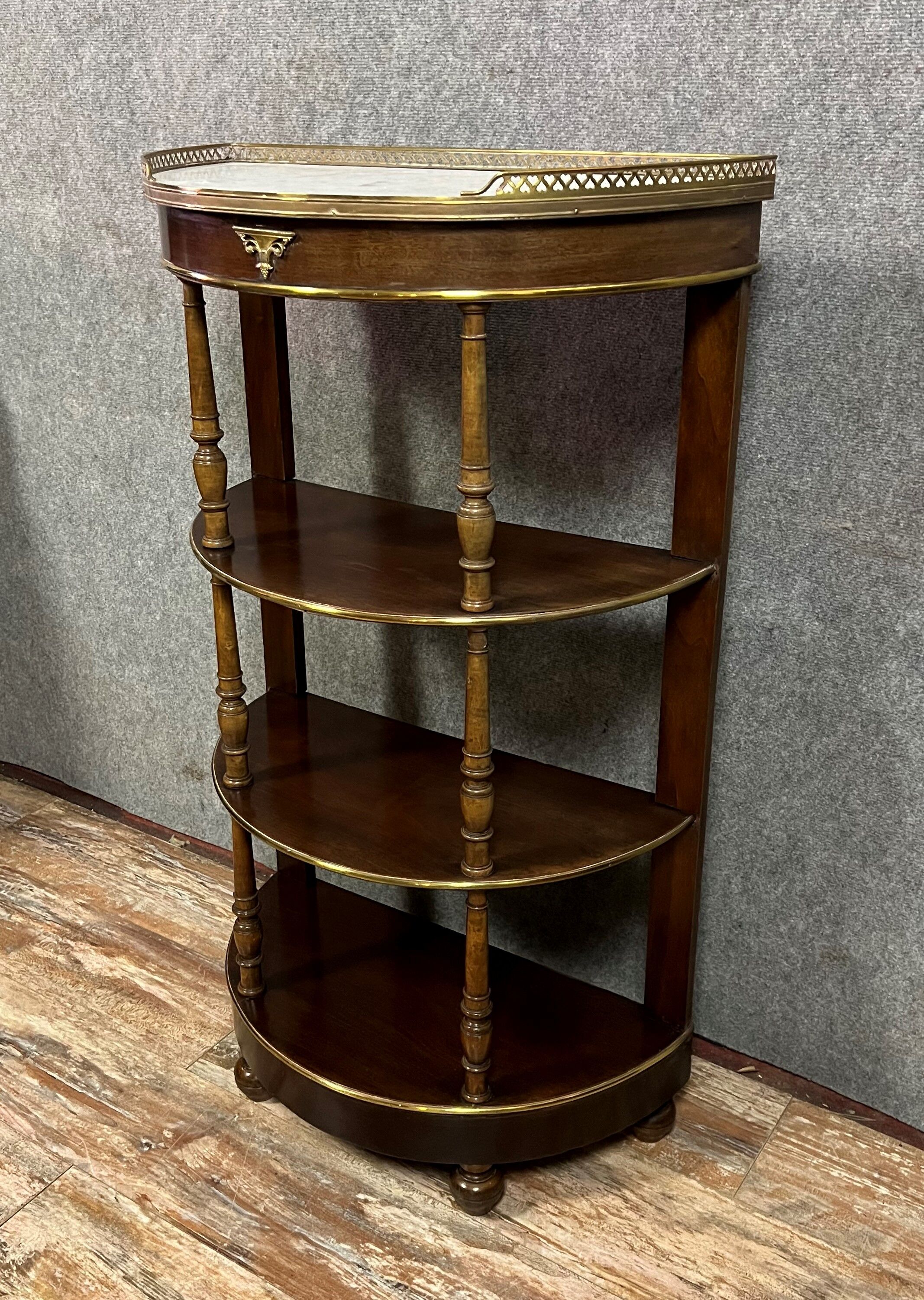 Parisian shelf Louis XVI style half-moon mahogany shape