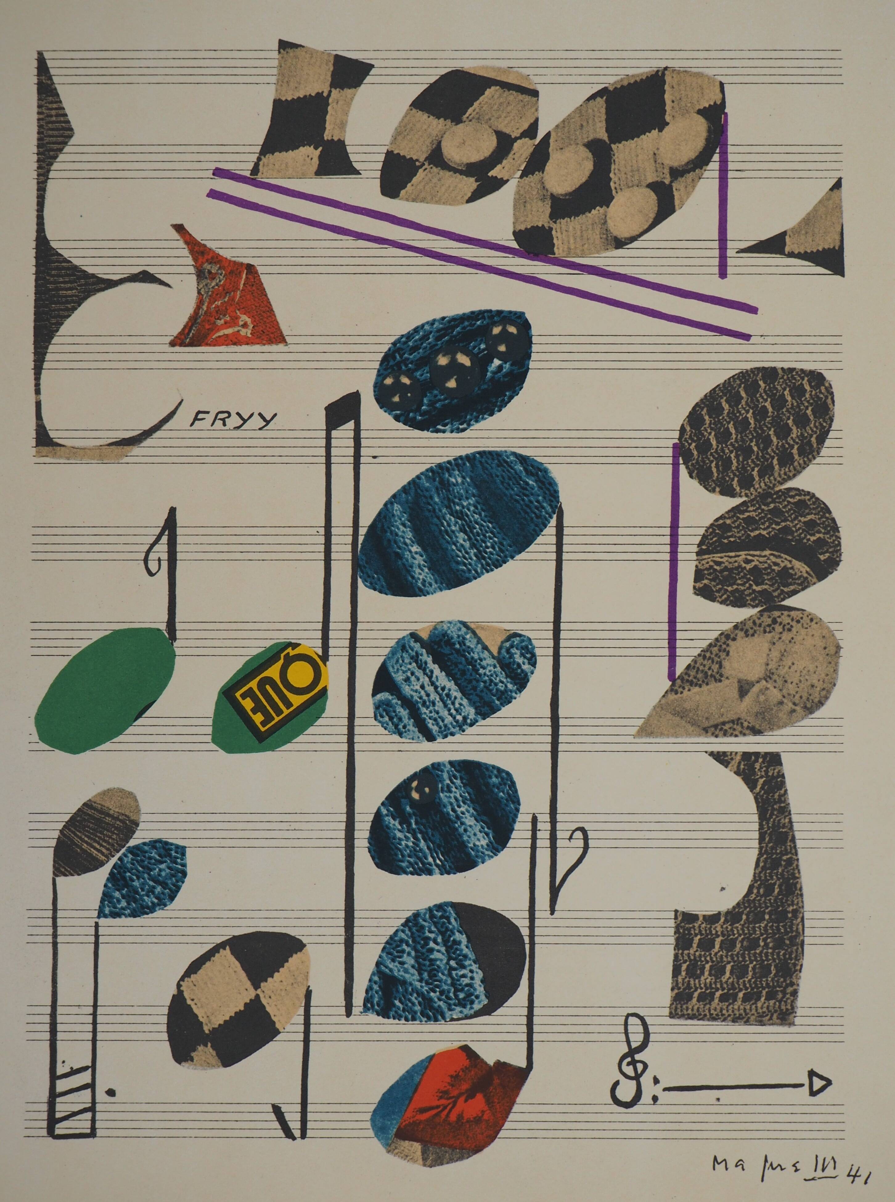 Alberto magnelli: musical composition - signed lithograph