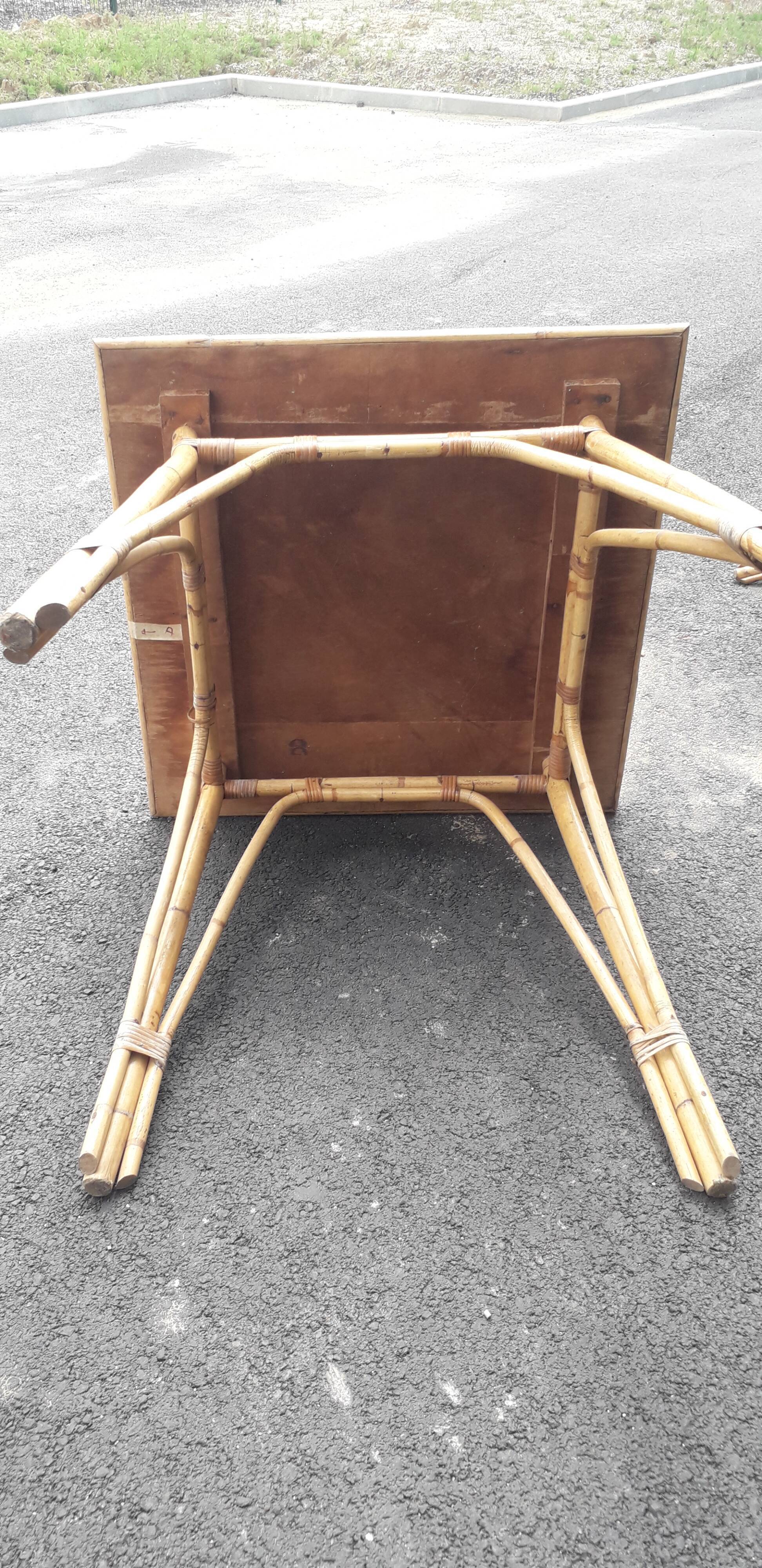 Paire de chaises et table rotin osier vintage XXème