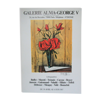 Original poster exhibition Bernard Buffet Paris 1987 gallery Alma George V
