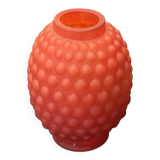 Small Art Deco ball vase in red-orange tinted glass