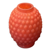Petit vase boule Art Déco en verre teinté rouge - orangé