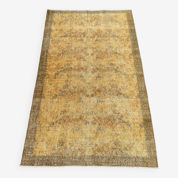 Tapis Oushak jaune 4x7 tapis vintage, tapis surteint jaune, tapis pour vivre MOON.148