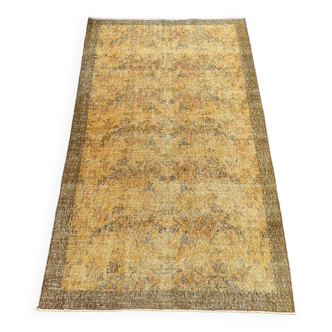 Tapis Oushak jaune 4x7 tapis vintage, tapis surteint jaune, tapis pour vivre MOON.148