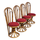 Rattan and fabric chairs, 60s-70s, set of 4