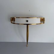 Console murale flottante avec tiroir, corps en laiton et plateau en marbre, années 1960, Italie