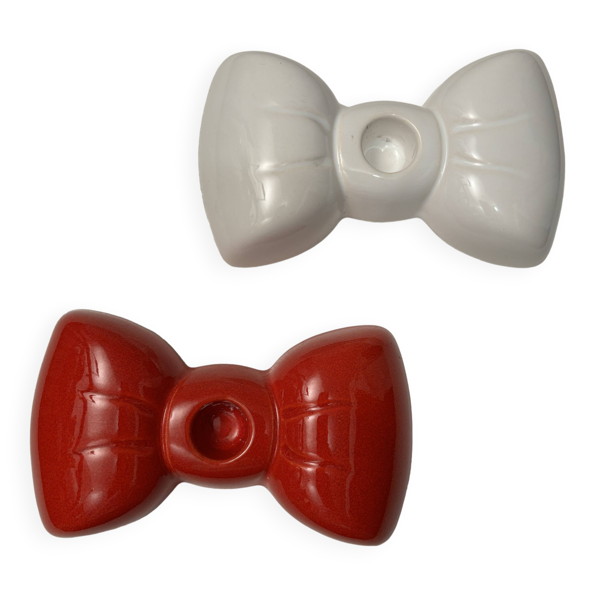 Pair of bow tie candlesticks, Jean-Claude Peiré, 1980
