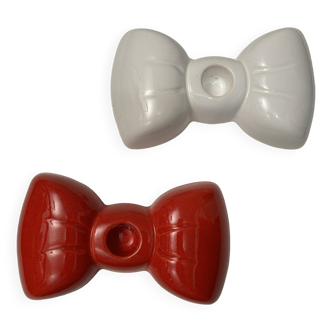 Pair of bow tie candlesticks, Jean-Claude Peiré, 1980