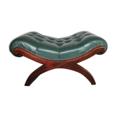 Tabouret ottoman chesterfield en cuir capitonné
