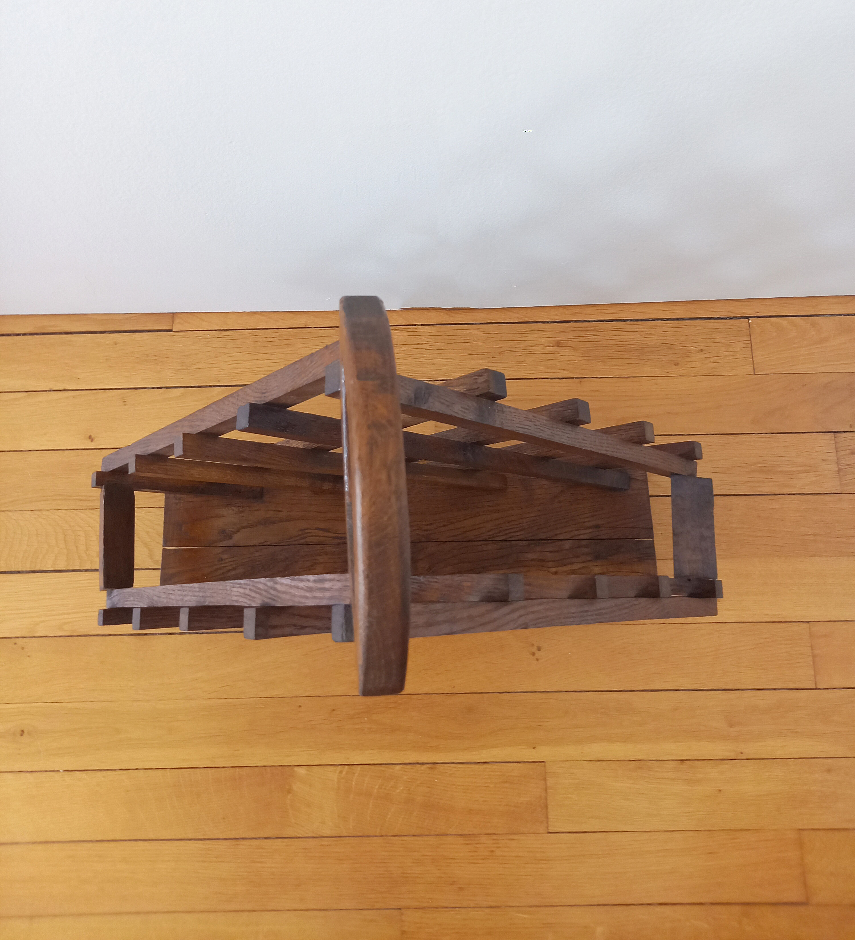 Old bottle holder / bottle rack Vintage Solid wood Unique piece