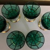 Ensemble de 6 verres à pied vert et or