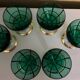 Set of 6 green and gold stemmed glasses