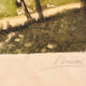 Old colour-enhanced etching – Mediterranean view from