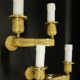 Pair of wall sconces in Restoration style, early 19th century - gilded bronze signed MENE.