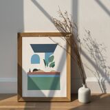 Sunbathing - Original Collage painting A4