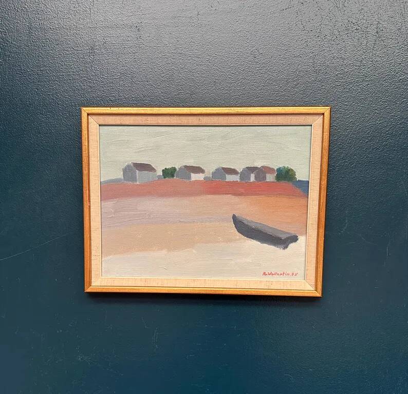 Original  Swedish Oil on Canvas – “Motif from Byxelkrok” by Raymond Wallentin – Signed & Dated 1975 – Vintage & Framed