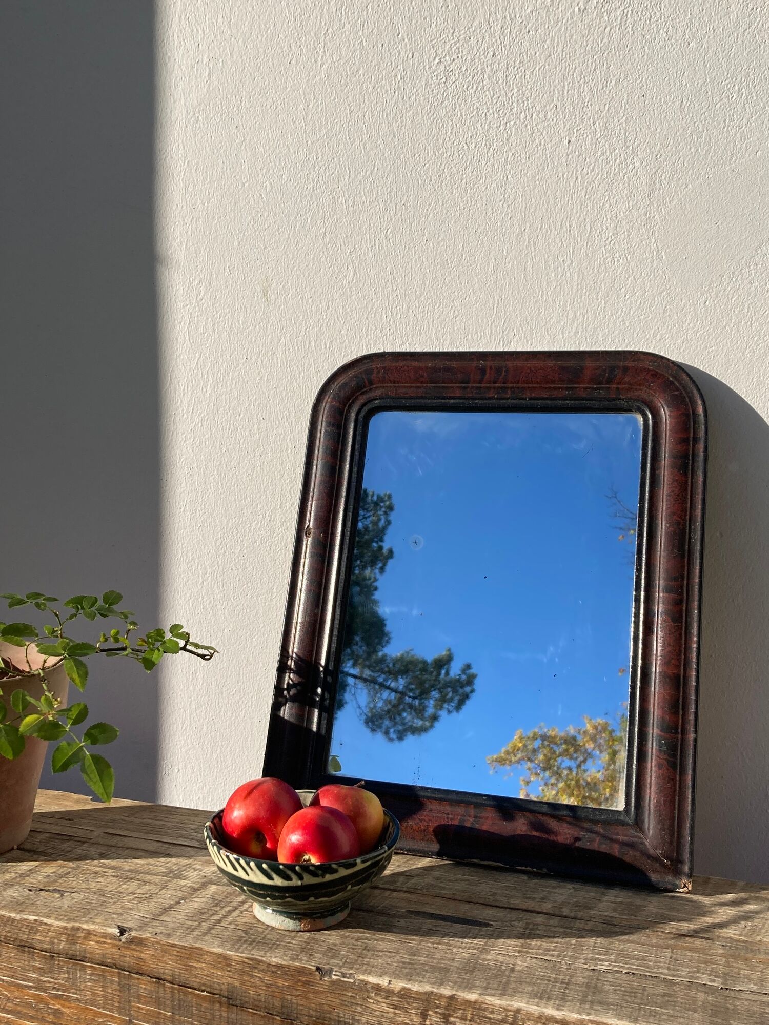 Mirror Louis Philippe period 46x39 XIXth old black brown