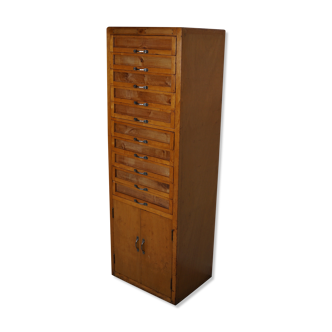 Vintage italian beech haberdashery shop cabinet, 1950s