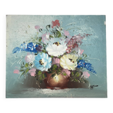 Oil on panel, Bouquet of flowers, signature to be identified