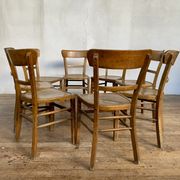 Series Lot of 8 chairs bistro Luterma in light wood Year 1950