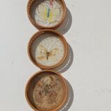 Plateau and 6 rattan and plexi butterfly glass undersides