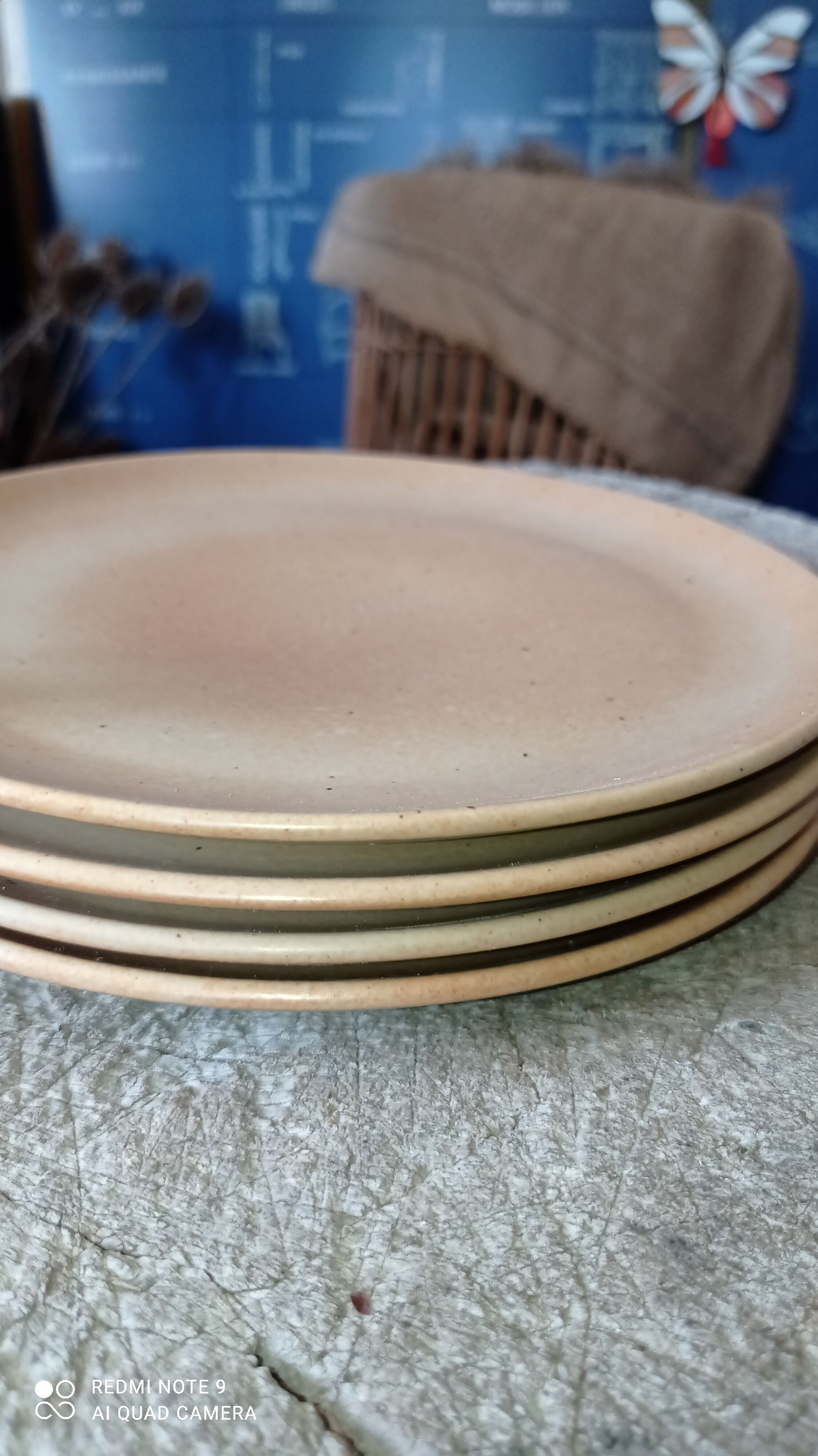 Set of four plates in sandstone