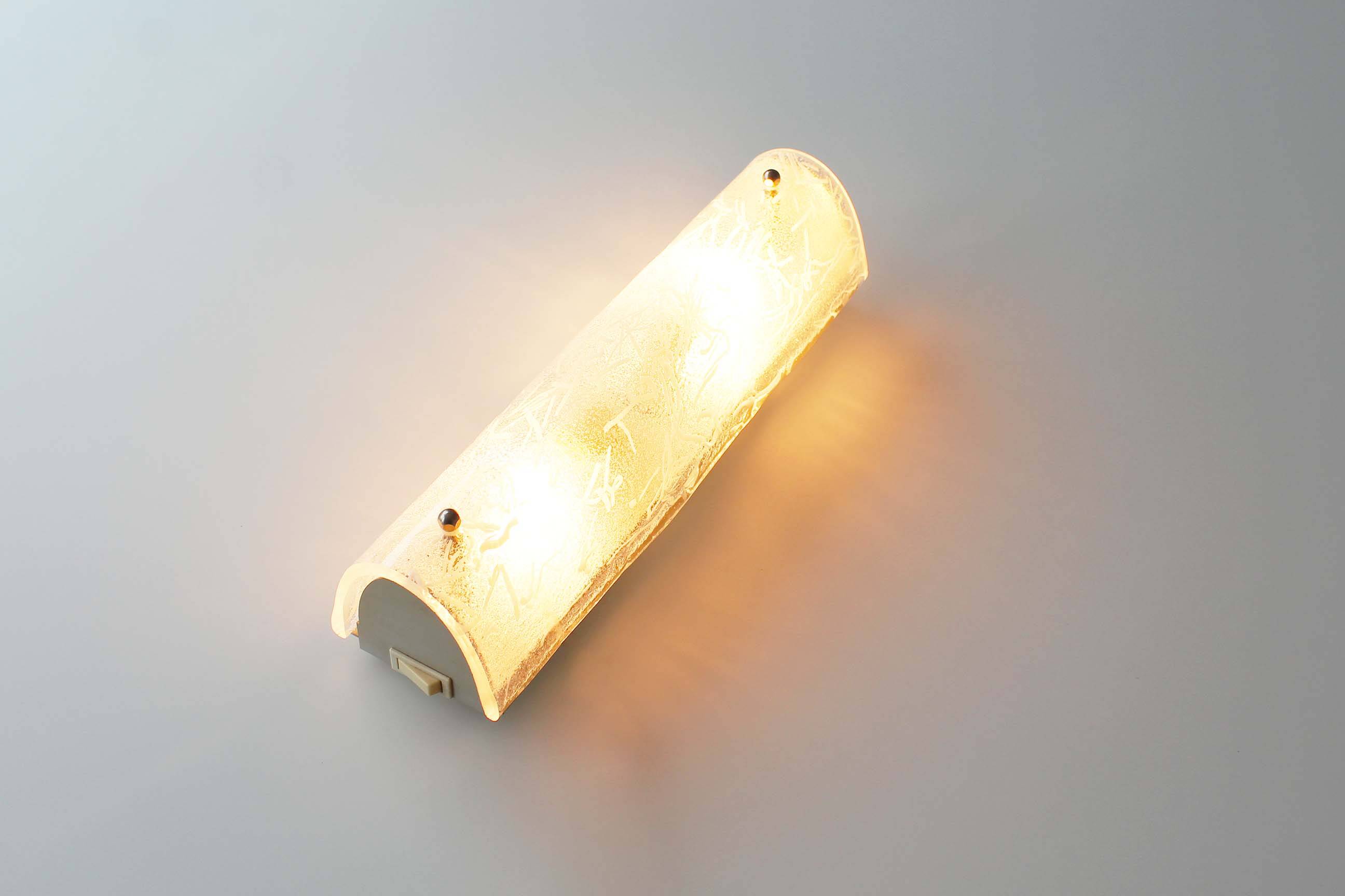 Vintage signed muranoglass tubular sconces by Hillebrand