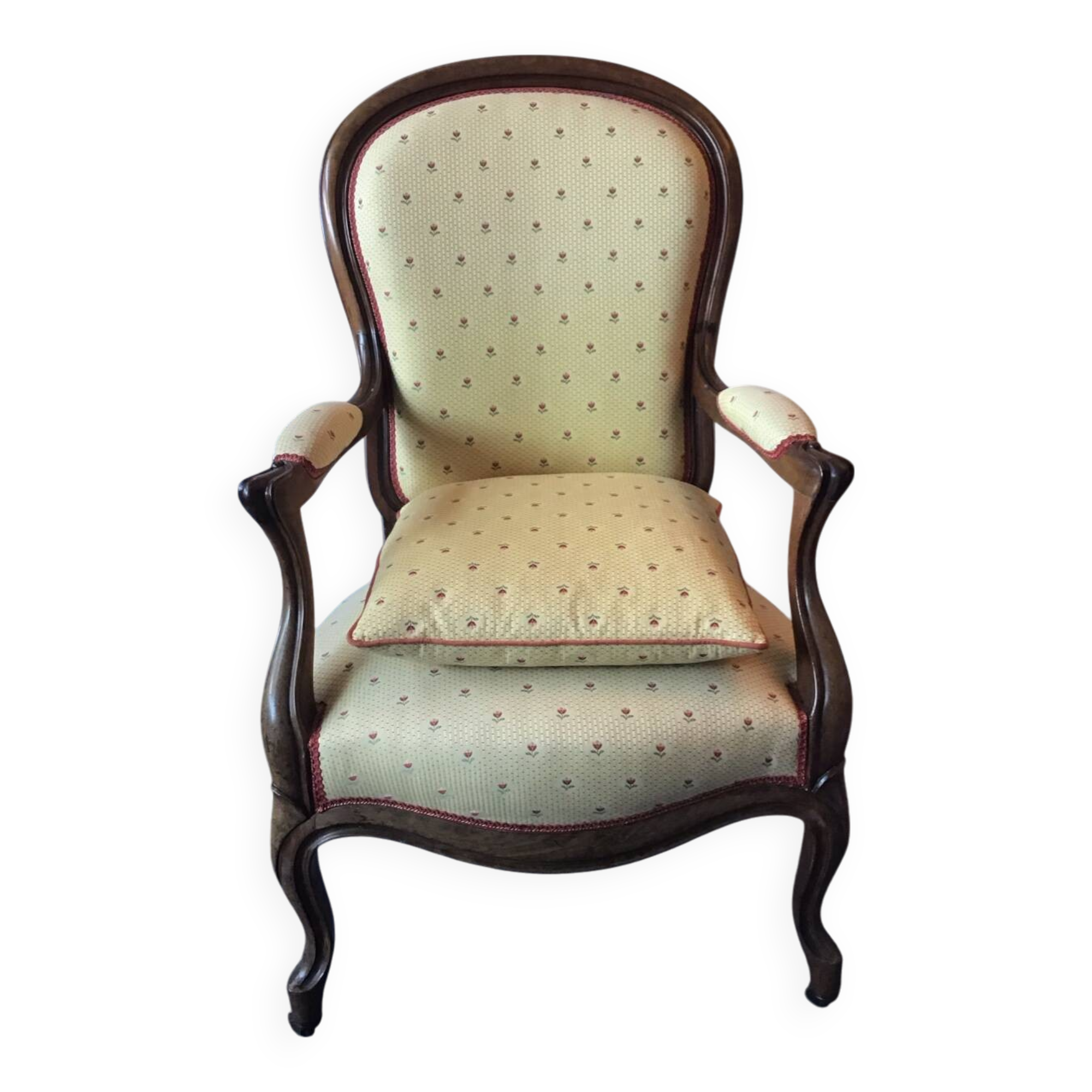 19th century Louis Philippe style armchair with purple backrest