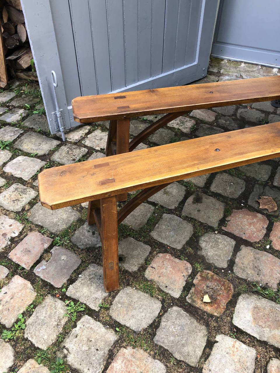 Pair of solid oak benches