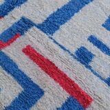 Moroccan Berber blessed ouarain rug modern blue and white