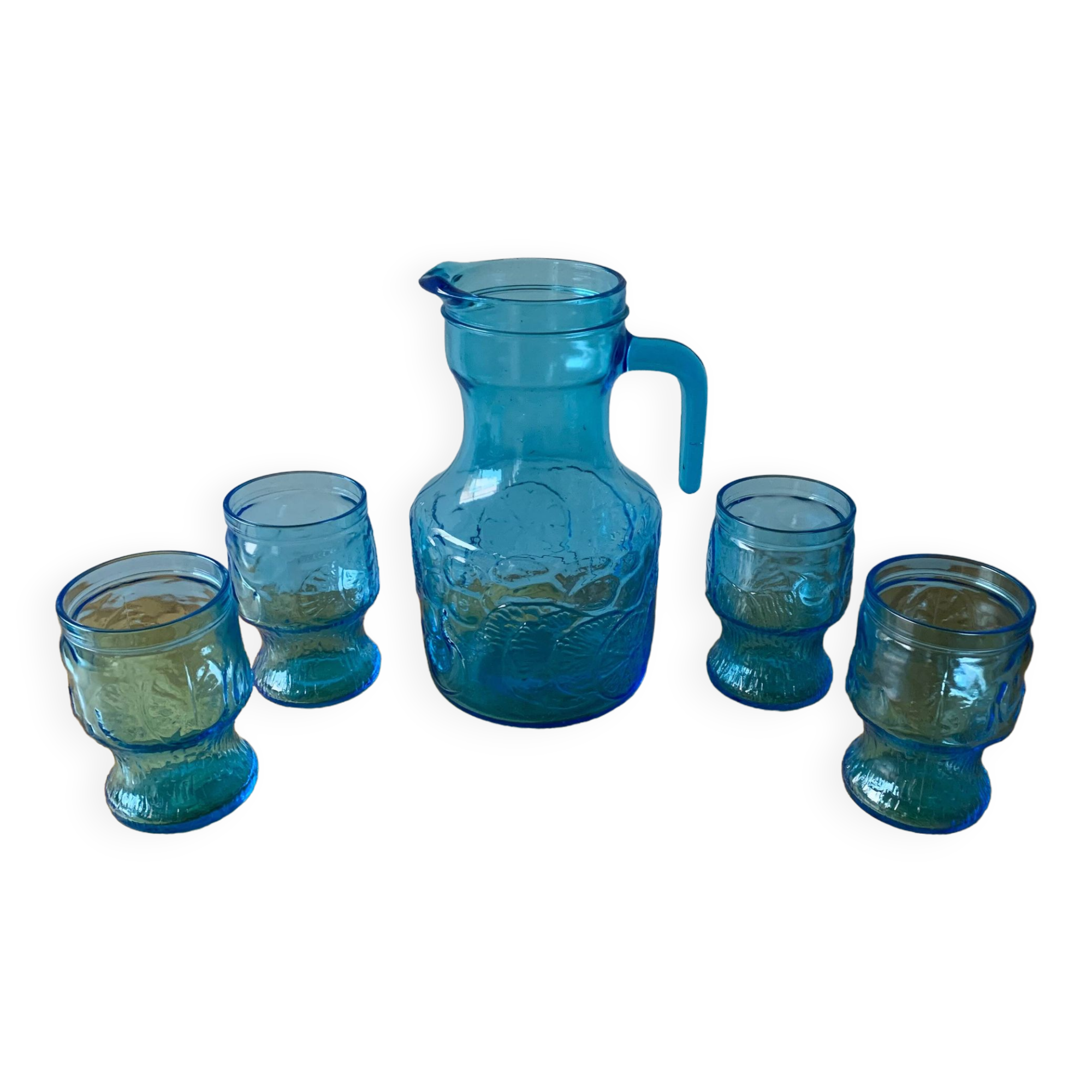 Vintage lemonade service in blue glass - Vemam - made in Italy