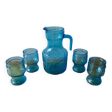 Vintage lemonade service in blue glass - Vemam - made in Italy